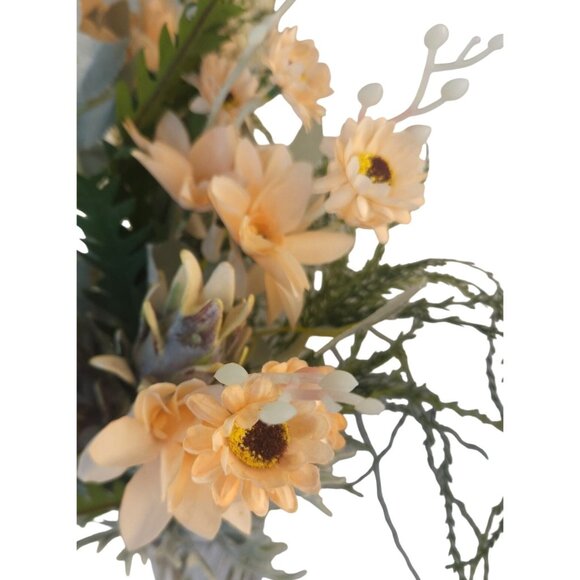 Silk Floral Arrangement Peach Beige Neutral Faux Bouquet 10 Stems Artificial Flo - Picture 7 of 16